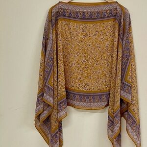 J Jill Mustard Lavender Paisley Print Poncho NWT One Size